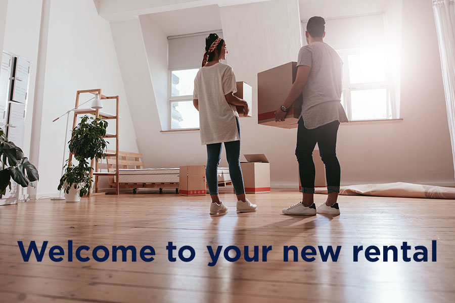 Two people moving into a rental. They cannot afford to buy a home so get a rental as a short term solution because of the housing market
